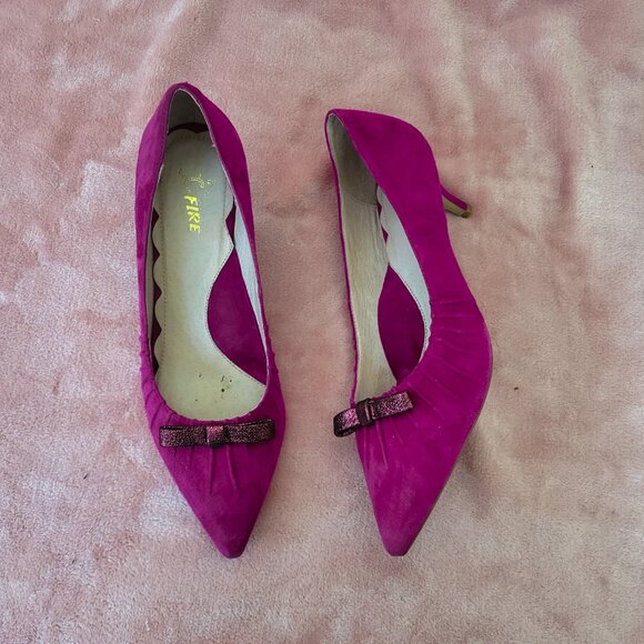 Miss L Fire 'Marilyn' Pointed Toe Suede Stiletto Fuchsia Pink Size 41 / 10 - Picture 3 of 11